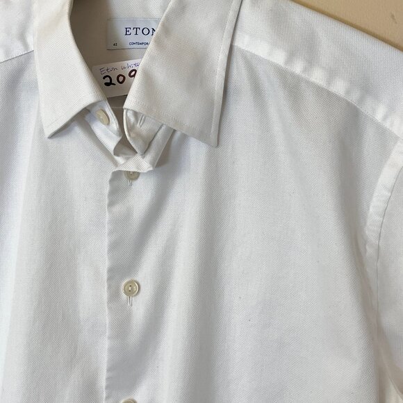 Eton Contemporary Button Up Dress Shirt - Men's Size 42/16.5 - White - Picture 7 of 14